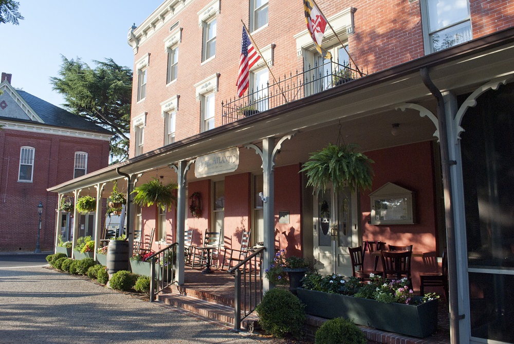 North Side View of the Front Porch Atlantic Hotel