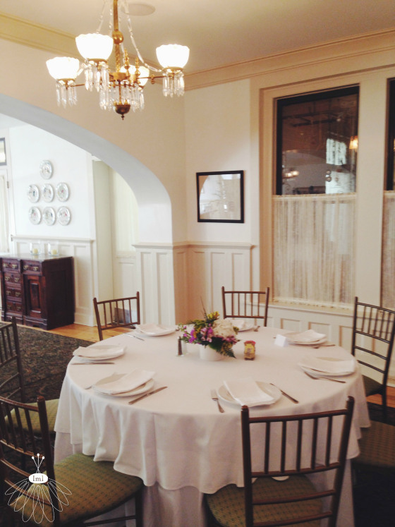 Round Table set for dining service at the Atlantic Hotel Round Table set for dining service at the Atlantic Hotel