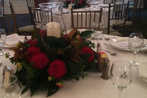 Red Floral Centerpiece set in the Ball Room Atlantic Hotel