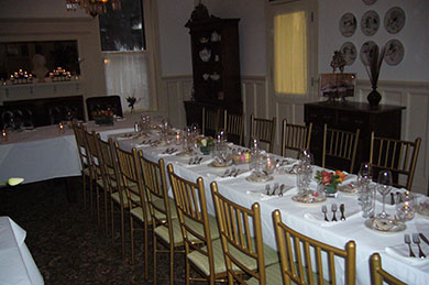 ballroom with dining room tables and chairs set for dining